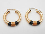 14k Yellow Gold 7.2g Black Yellow Resin Hollow Hoop Earrrings Do0524oxzde