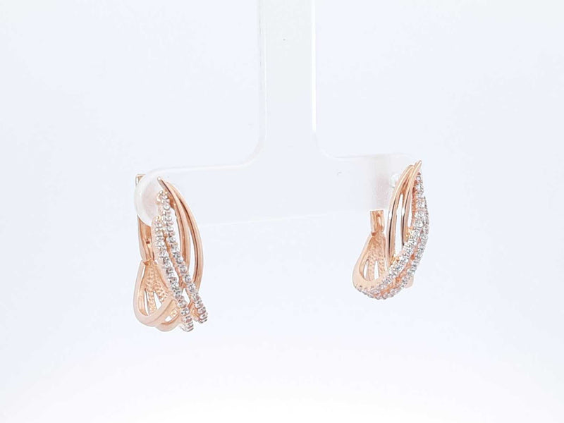 14k Rose Gold & Cubic Zirconia Crossover Leverback Earrings 4.5 Gram Fw0924lerdu