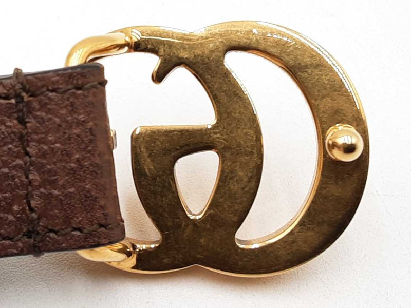 Gucci Marmont Gg Supreme Logo Canvas & Leather Brown Belt Size 75|30 Fw0725oxzdu