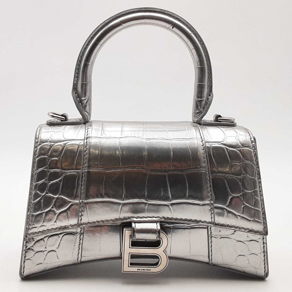 Balenciaga Hour Glass Silver Handbag Aa0426wrzsa – Max Pawn