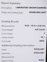 4.07ctw Lab Grown Diamond Single Stud Earring In 14k White Gold 1.9g Eb1225crxsa