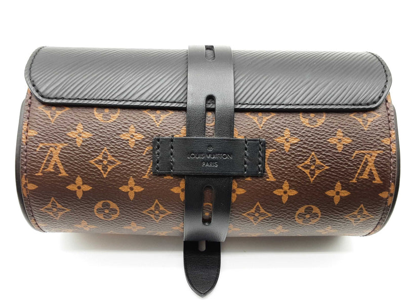 Louis Vuitton Glasses Case Brown Monogram Black Leather Chain Crossbody Bag Do0525loxzde