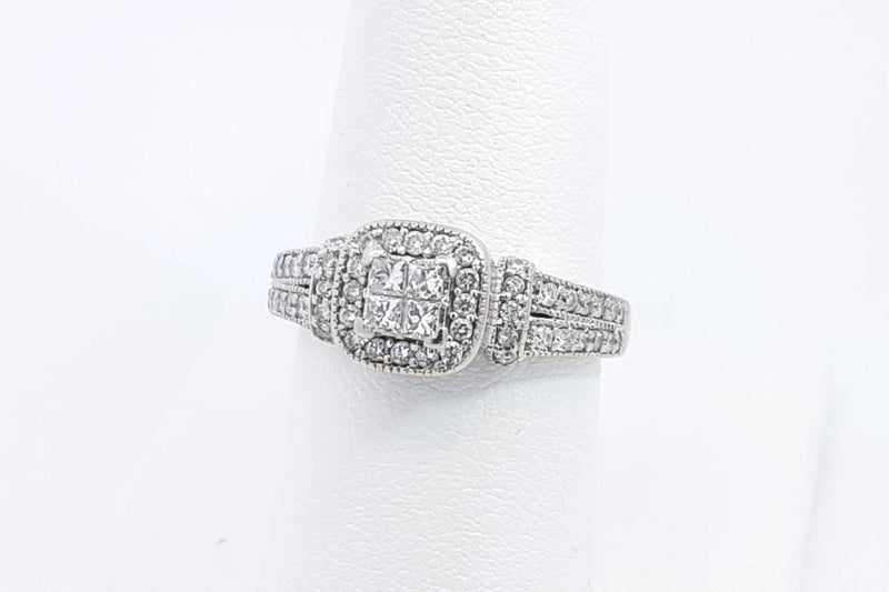 Approx. 0.88ctw Diamond Ring In 14k White Gold 4.2 Grams Size 8 Eb1224owxsa