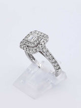1.32 Cttw Diamond & 14k White Gold Double Halo Ring 4.1 Gram Sz 6.75 Fw0725pzxdu