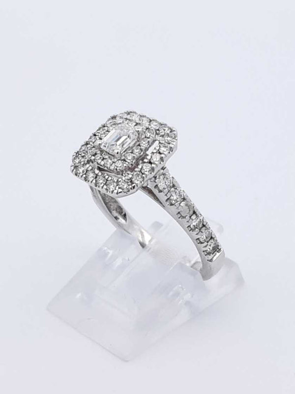 1.32 Cttw Diamond & 14k White Gold Double Halo Ring 4.1 Gram Sz 6.75 Fw0725pzxdu