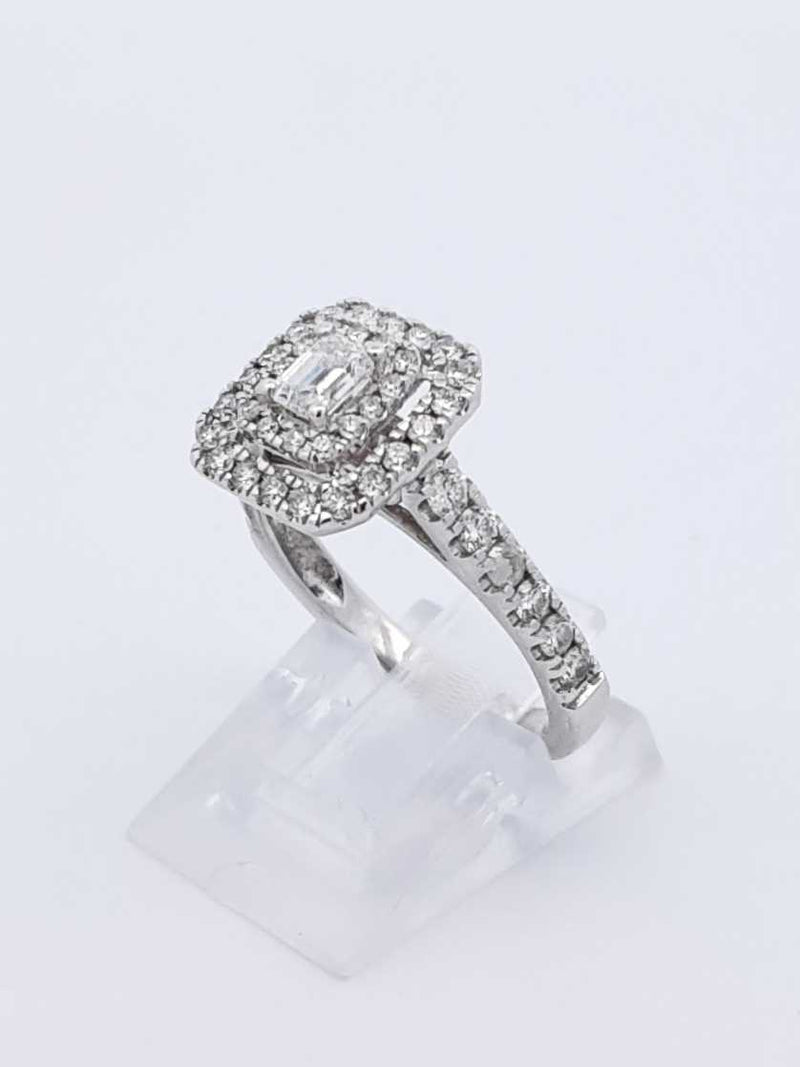 1.32 Cttw Diamond & 14k White Gold Double Halo Ring 4.1 Gram Sz 6.75 Fw0725pzxdu