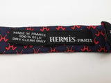 Hermes Navy Blue Red Equestrian H Silk Bowtie Do0726wrde