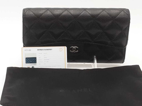 Chanel Caviar Quilted Large Gusset Flap Wallet Black Aa0825ozxsa