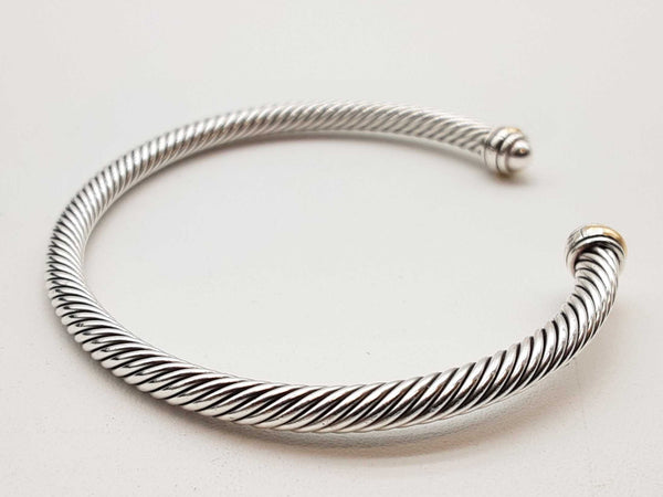 David Yurman Classic Cable 0.925 Silver 17.4g Cuff Bangle Bracelet 7 In Do0425lrxde