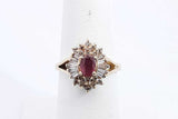 Red Gemstone & Diamond Ring In 14k Yellow Gold 4.9 Grams Size 6.5 Eb0924lprsa