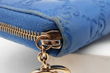 Gucci Gg Monogram Blue Leather Zip Around Wallet Eb0626lrxde