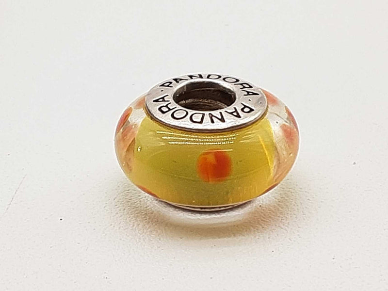 Pandora Yellow Orange Spots Murano Glass 0.925 Silver 2.9g Charm Do0425cde