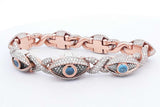 Diamond & Blue Gemstone Bracelet In 14k Rose Gold 81 Grams 7 Inch Eb1024exxzsa