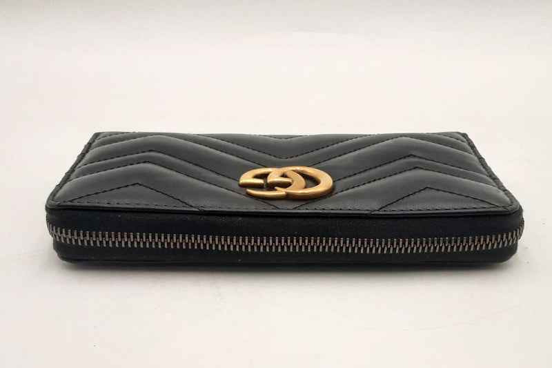 Gucci Gg Marmont Zip Around Black Wallet Sd0825ozxsa