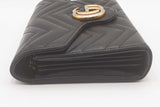 Gucci Black Chevron Quilted Matelasse Marmont Chain Wallet Eb0526orxsa