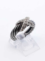 David Yurman Sterling Silver 18k & Diamond Cable Ring 6.6g Size 5.75 Fw0625loxdu