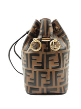 Fendi Mini Mon Tresor Bucket Bag In Zucca Embossed Calfskin Leather Fw0426przdu