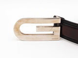 Gucci Silver-tone G Buckle With Black Leather Belt Size 95|38 Fw0325ozxdu
