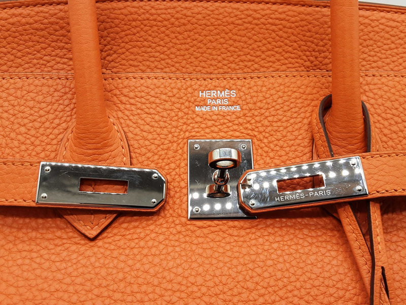 Hermes Birkin 35 Orange Clemence Palladium Hardware Handbag Do0825lxzxzde