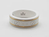 Gucci Icon Gg White Ceramic 18k Yellow Gold Ring Size 6.75 Do1225rrxde