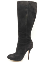 Gucci Vitello Vernice Soft Black Suede Knee High Boots Size Eu 36 Do0225rxde