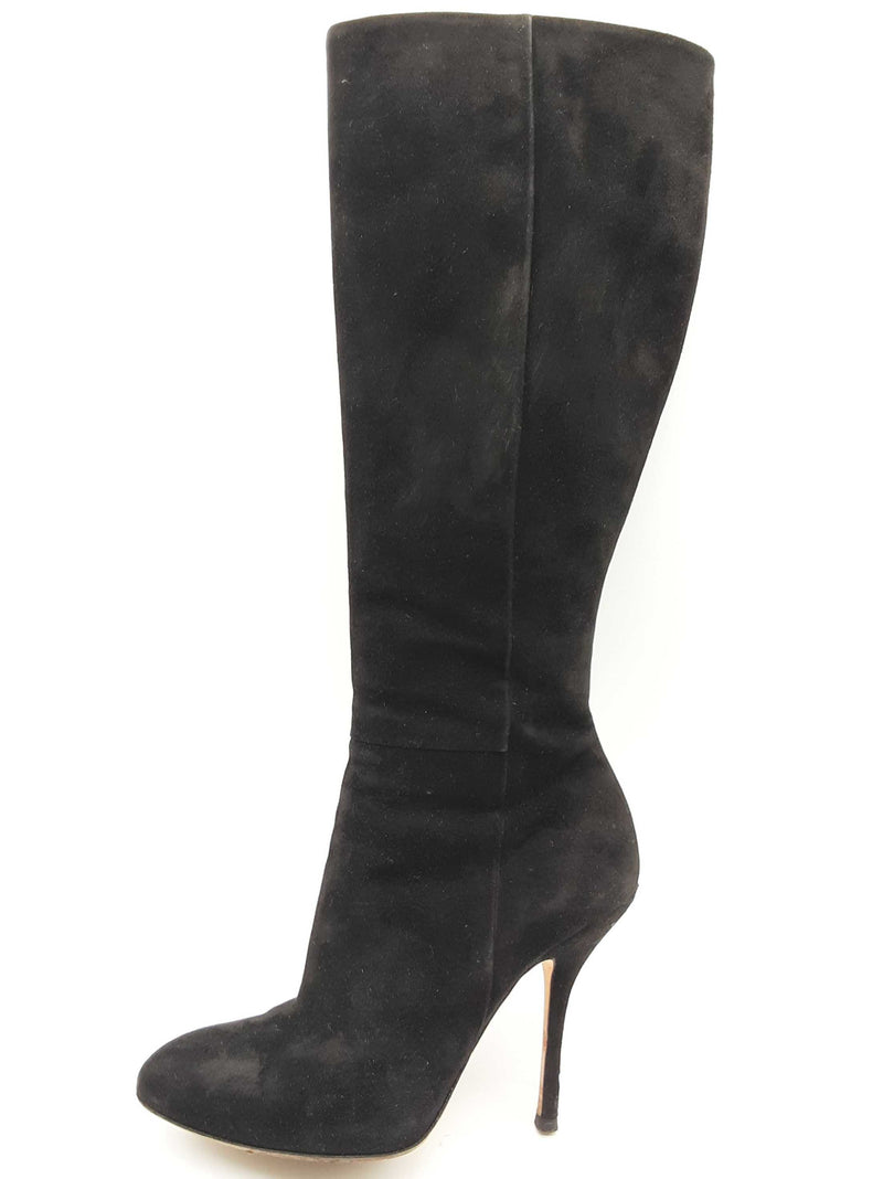 Gucci Vitello Vernice Soft Black Suede Knee High Boots Size Eu 36 Do0225rxde