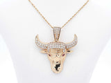 14k Yellow Gold Bull Head Pendant & Chain 7.3 Grams 18.5 Inch Eb0125olrsa