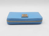 Dooney & Bourke Medium Zip Around Wallet In Sky Blue Saffiano Leather Fw0725pzdu