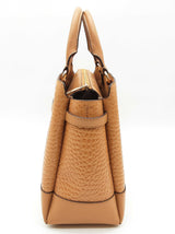 Michael Kors Reed Belted Deer Tan Croc Embossed Leather Satchel Bag Do0626wxde