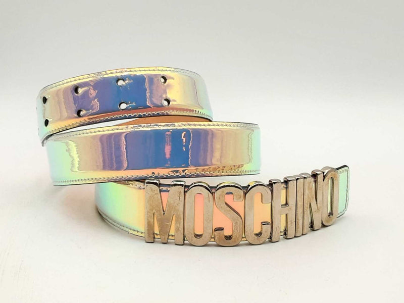 Moschino Iridescent Belt And Silver-tone Logo Buckle Fw0125lxzsa