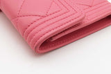 Chanel Pink Lambskin Boy Trifold Wallet Eb1225rrxde