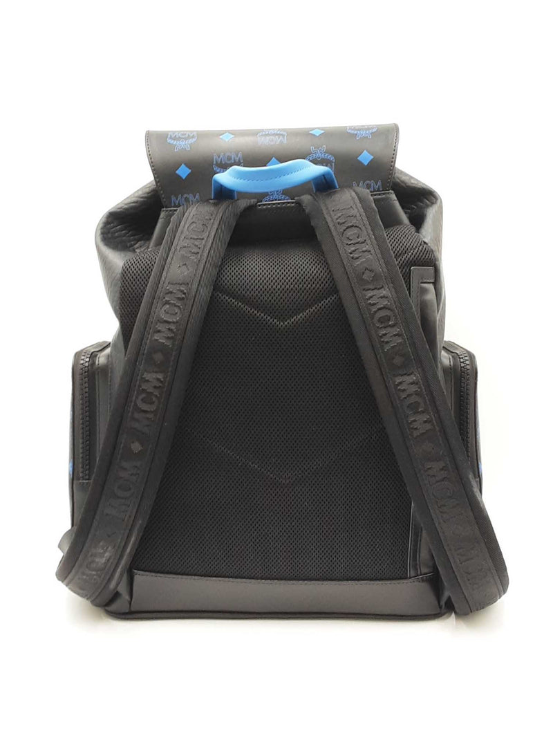 Mcm Brandenburg Visetos Logo Embossed Black Leather Backpack Fw0525wrxdu