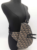 Christian Dior Saddle Tan Navy Oblique Logo Canvas Crossbody Bag Do0425loxzde