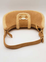 Celine Suede & Shearling Ava Triomphe Shoulder Bag Eb0326lxxzde