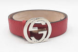 Gucci Red Guccissima Leather Belt With Interlocking Gg Buckle Eb1125lordu