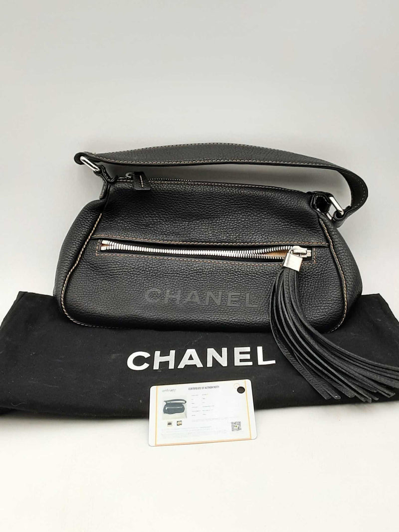 Chanel Lax Tassel Black Leather Shoulder Bag Eb1224rxzdu