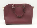 Michael Kors Ciara Large Saffiano Leather Burgundy Satchel Sd0425wzsa