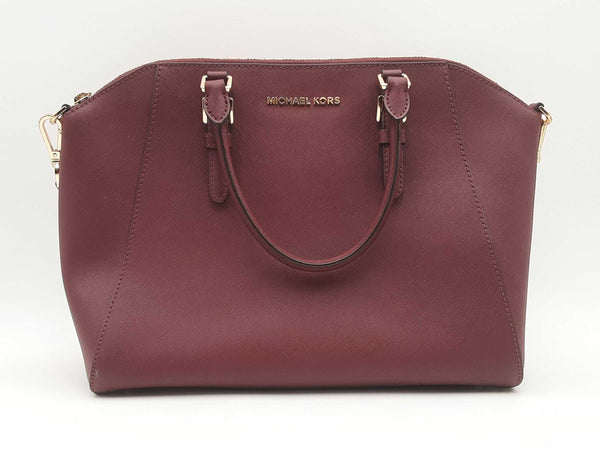 Michael Kors Ciara Large Saffiano Leather Burgundy Satchel Sd0425wzsa