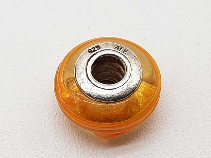 Pandora Orange Ribbon Murano Glass 0.925 Silver 2.8g Charm Do0425cde