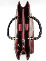 Gucci 323660 Burgandy Red Alligator Leather Bamboo Shopper Tote Do0225wpxzde