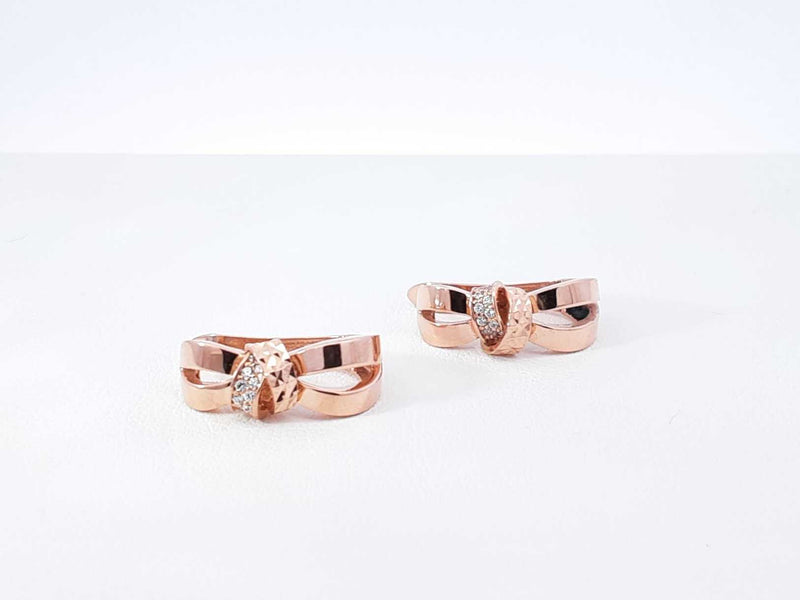 Diamond & 14k Rose Gold Bowknot Leverback Earrings 3.8 Grams Fw0925lczdu