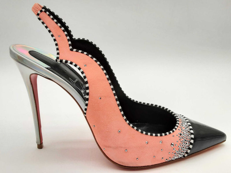 Christian Louboutin Hot Race Sling 100 Pink Suede Heels Size Eu 40.5 Do0125oxzde