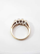 0.27 Cttw Diamond & 10k Yellow Gold Multi Row Cocktail Ring 3.6 Grams Size 7 Fw0726pxzdu