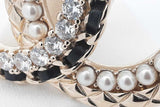 Chanel Gold Tone Lambskin Faux Pearl Crystal Quilted Cc Brooch Eb0726wrxsa