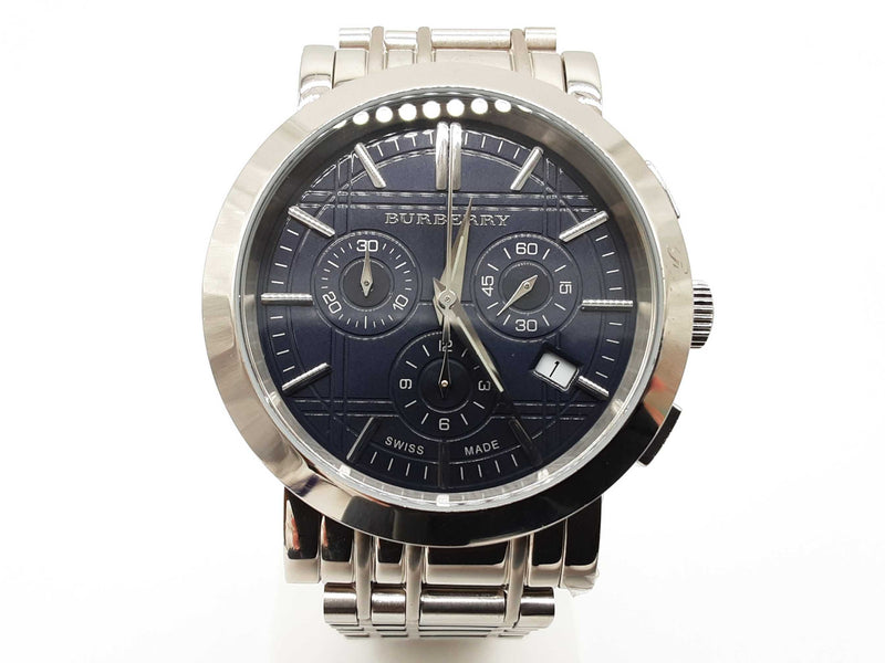 Burberry Bu1360 40 Heritage Chronograph Blue Dial Steel Quartz Watch Do0525lpxde