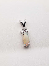 Diamond & Opal Art Deco Style Pendant In 14k White Gold 1.7 Grams Fw0426lxzdu