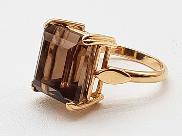 Brown Smokey Quartz 18k Yellow Gold 5.3g Ring Size 6 Do0625worde
