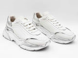 Dolce & Gabbana Daymaster Sneakers In White & Silver Leather Size Eu 39 Fw1025