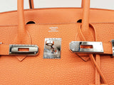 Hermes Birkin 30 Orange Clemence Palladium Hardware Handbag Do0825llxzxde