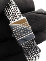 John Hardy Rata Woven Link Reversible Bracelet In Sterling Silver 39.3 Grams 7 Inch Fw0626wxzdu